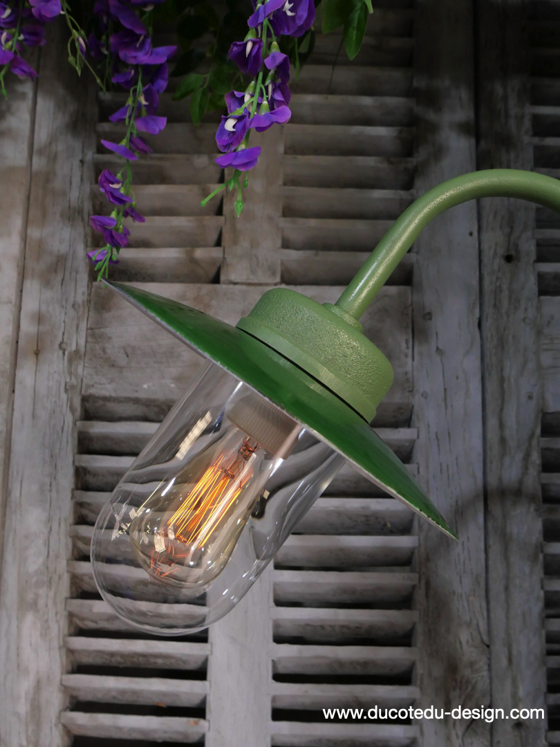 applique Lampe murale de cour, col de cygne exterieur vert abat jour vert – Image 6