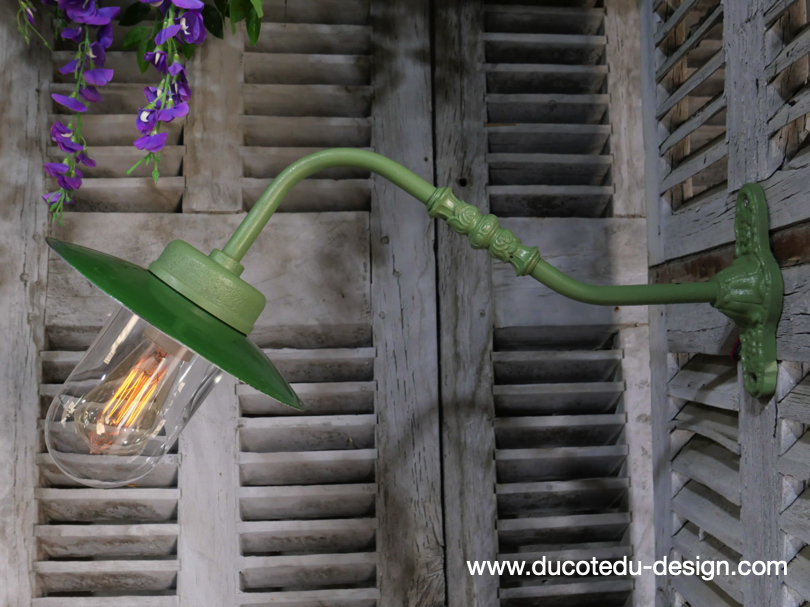 applique Lampe murale de cour, col de cygne exterieur vert abat jour vert – Image 11