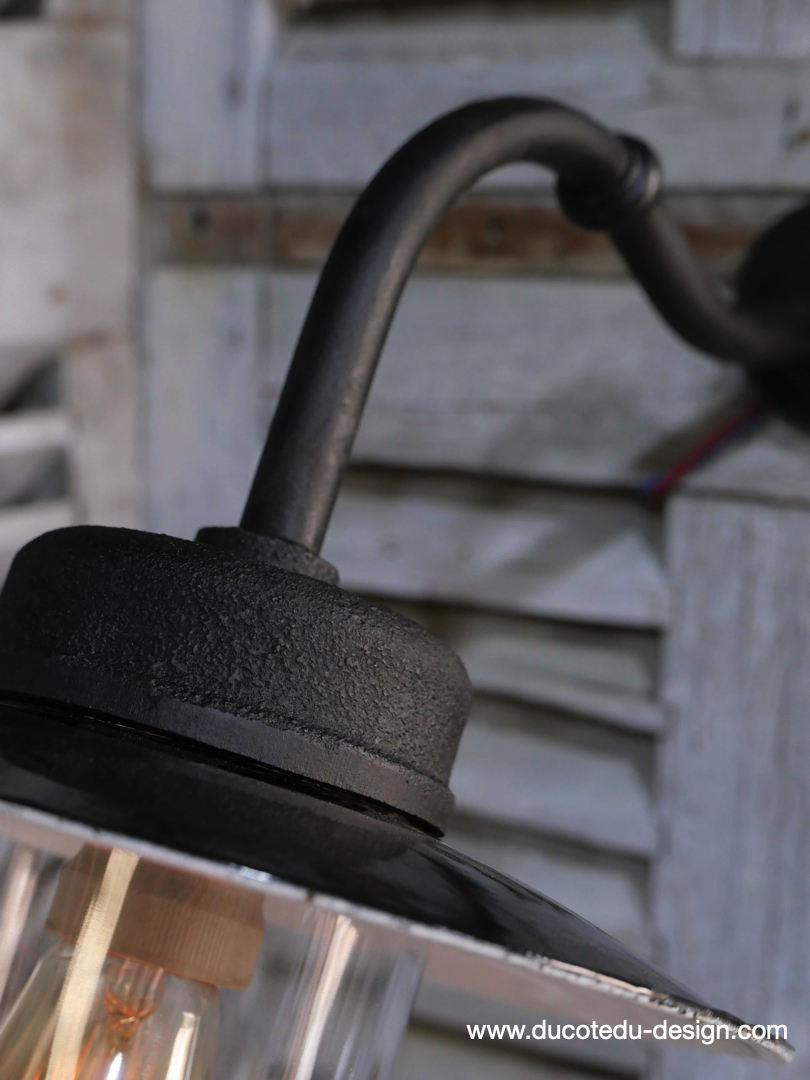 applique Lampe murale de cour, col de cygne exterieur noir abat jour noir – Image 8