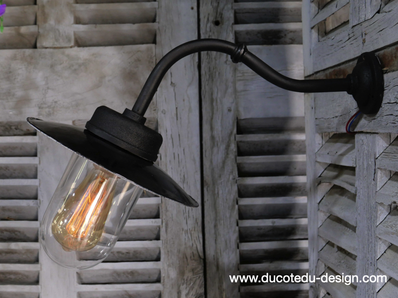 applique Lampe murale de cour, col de cygne exterieur noir abat jour noir – Image 14