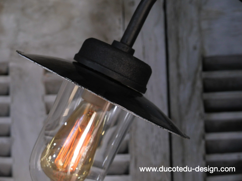 applique Lampe murale de cour, col de cygne exterieur noir abat jour noir – Image 11