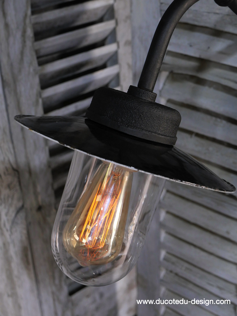 applique Lampe murale de cour, col de cygne exterieur noir abat jour noir – Image 13