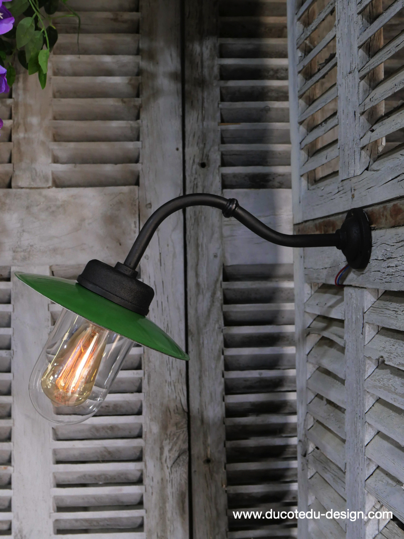 applique Lampe murale de cour, col de cygne exterieur noir abat jour noir – Image 2