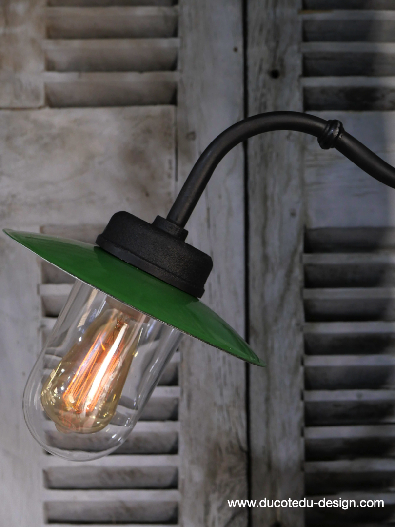 applique Lampe murale de cour, col de cygne exterieur noir abat jour noir – Image 3