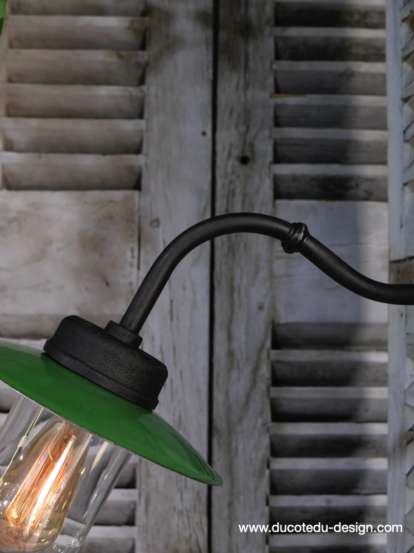 applique Lampe murale de cour, col de cygne exterieur noir abat jour noir – Image 5