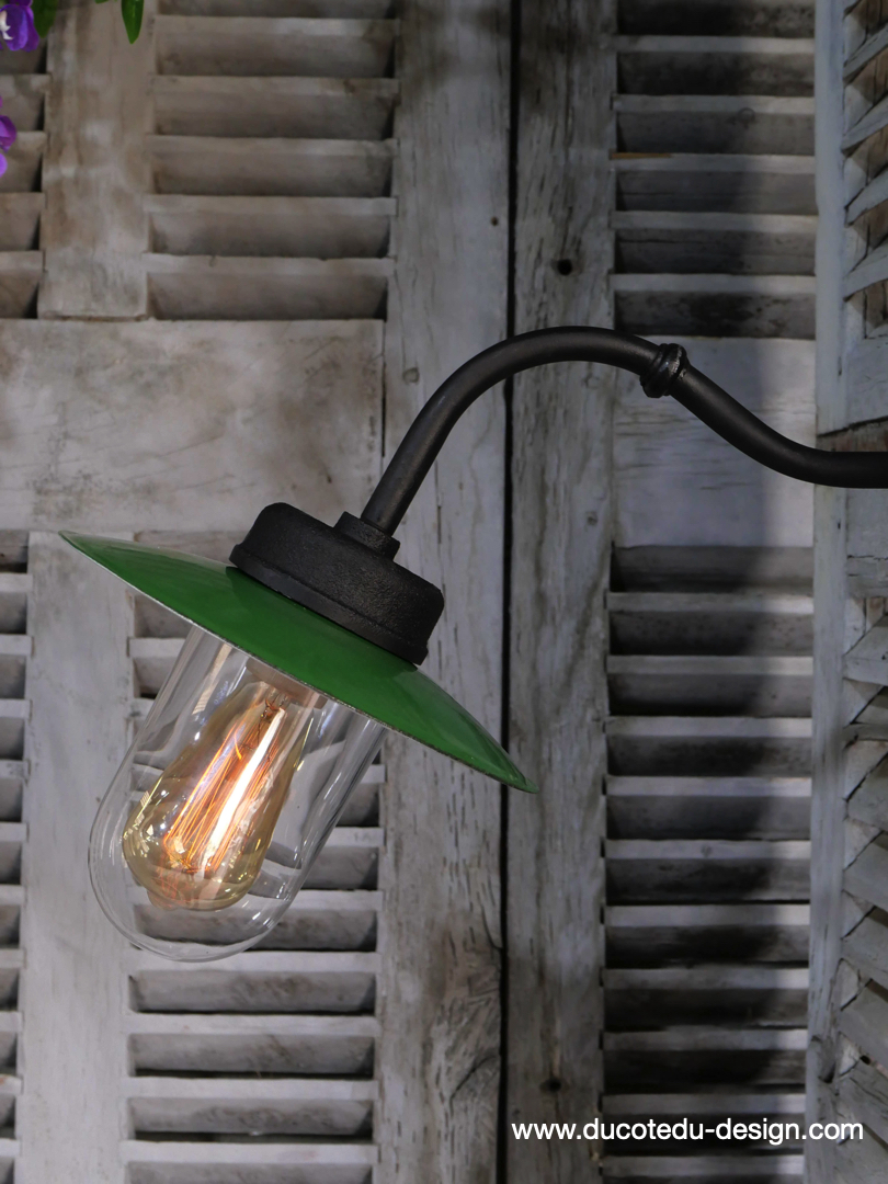 applique Lampe murale de cour, col de cygne exterieur noir abat jour noir – Image 8