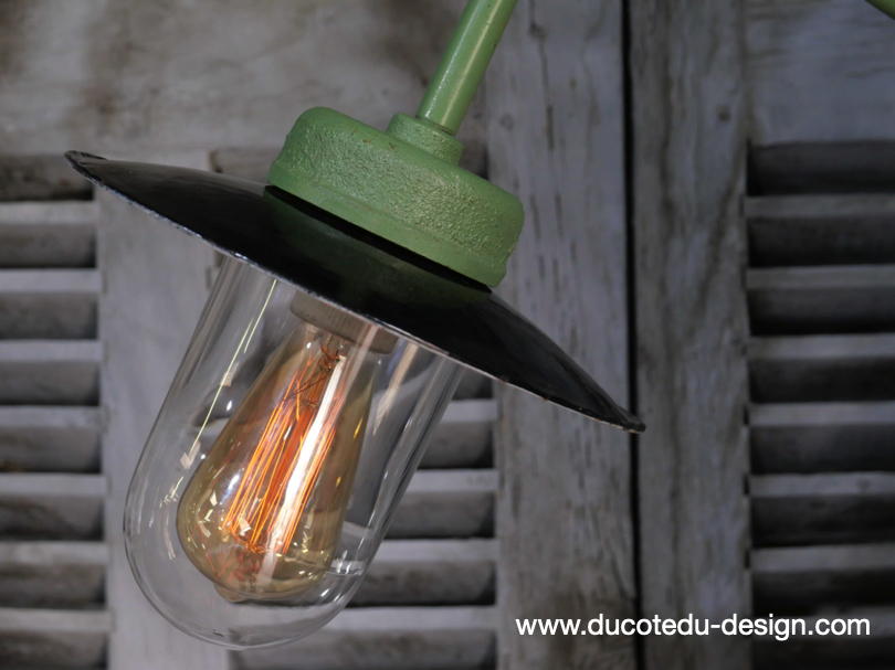 applique Lampe murale de cour, col de cygne exterieur vert abat jour noir – Image 13