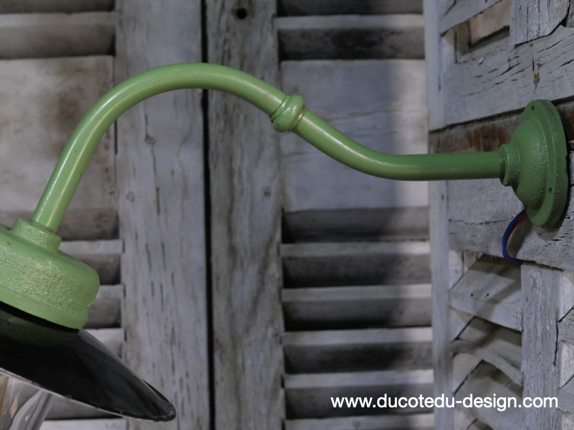 applique Lampe murale de cour, col de cygne exterieur vert abat jour noir – Image 12