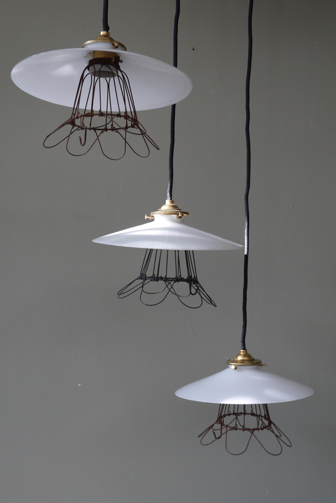 abat jour opaline lampe industrielle americaine – Image 10