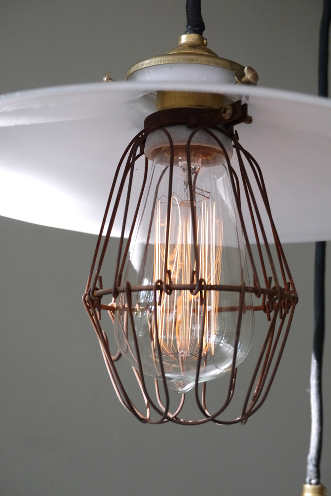 abat jour opaline lampe industrielle americaine – Image 6