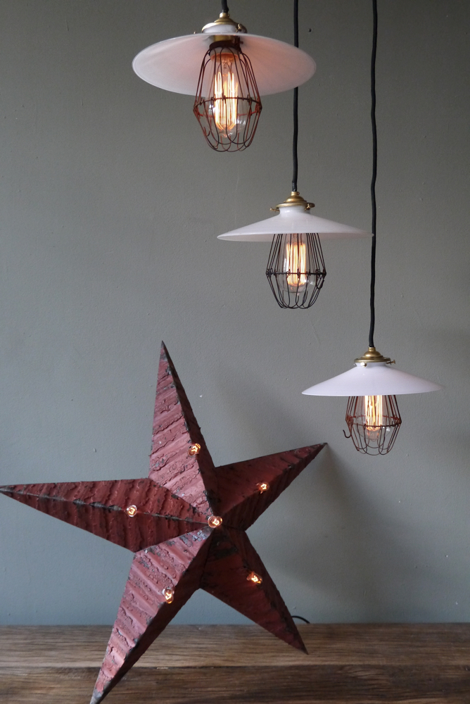 abat jour opaline lampe industrielle americaine – Image 5