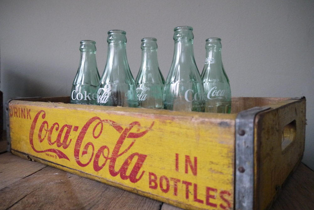 1 caisse bois brasserie café USA Coca Cola jaune – Image 5