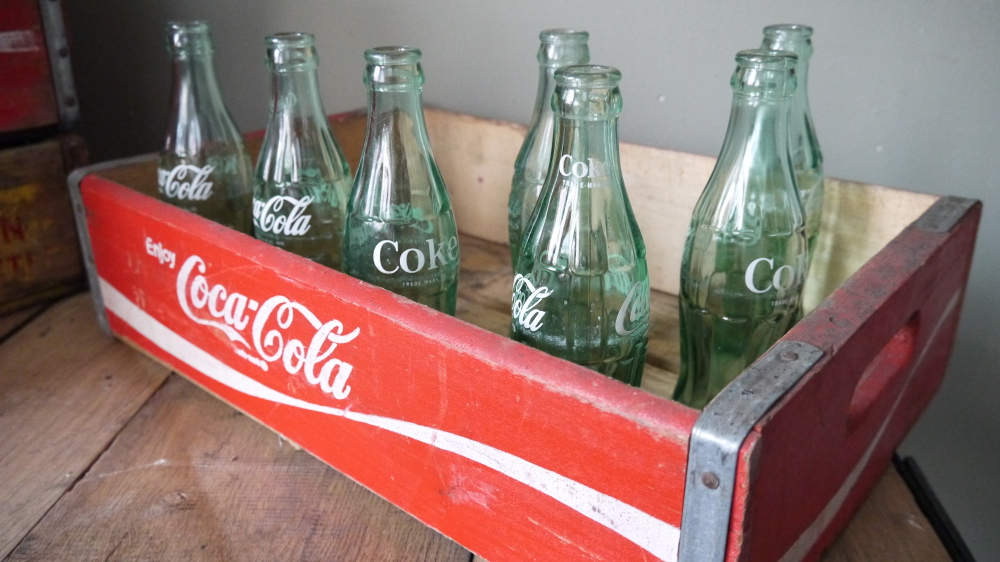 lot de 3 caisse bois brasserie café USA Coca Cola rouge – Image 5