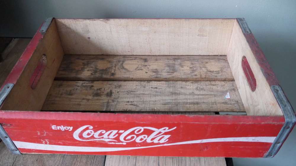 lot de 3 caisse bois brasserie café USA Coca Cola rouge – Image 3