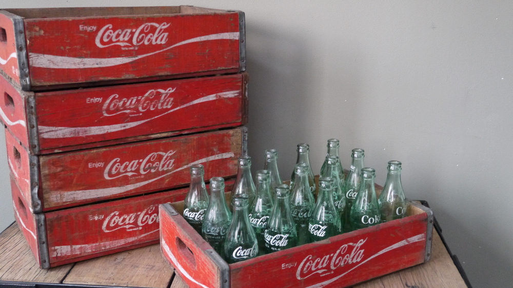 lot de 3 caisse bois brasserie café USA Coca Cola rouge – Image 2