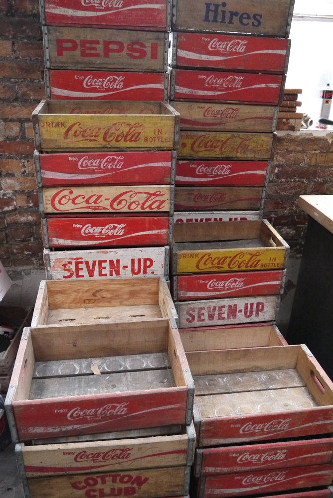 lot de 3 caisse bois brasserie café USA Coca Cola rouge – Image 9