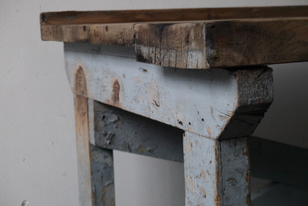 superbe bureau industriel bois patine grise – Image 8