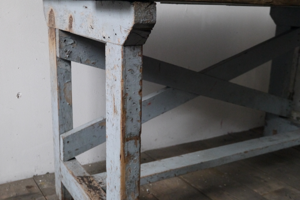 superbe bureau industriel bois patine grise – Image 9