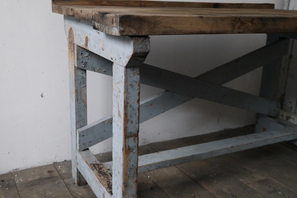 superbe bureau industriel bois patine grise – Image 10