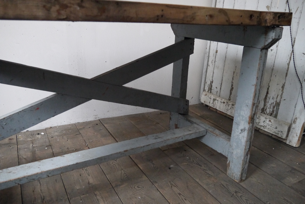 superbe bureau industriel bois patine grise – Image 12