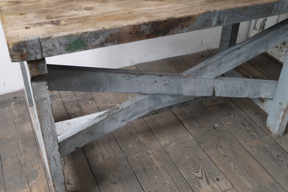 superbe bureau industriel bois patine grise – Image 15