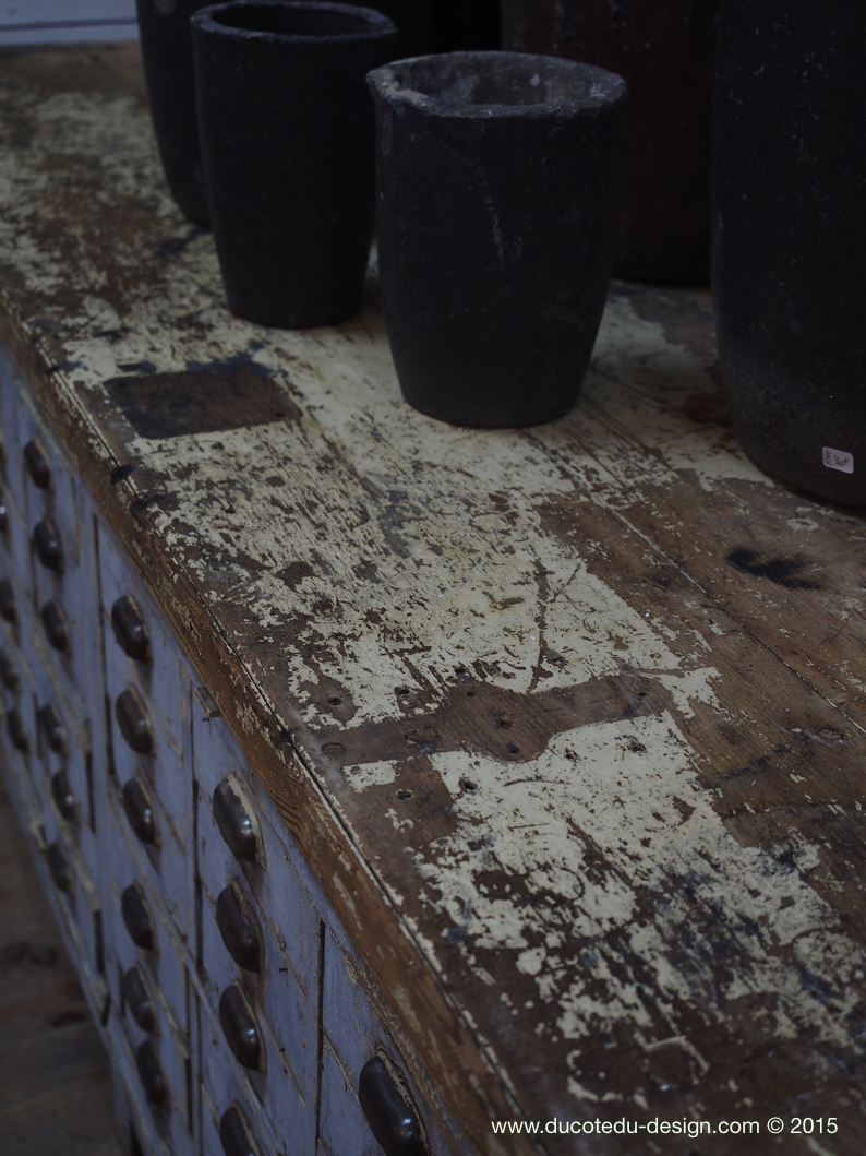 Meuble metier etabli industriel bois 36 tiroirs – Image 6