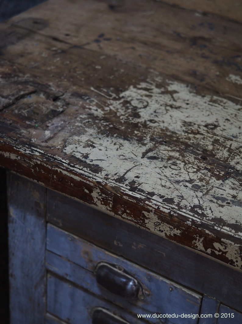 Meuble metier etabli industriel bois 36 tiroirs – Image 17