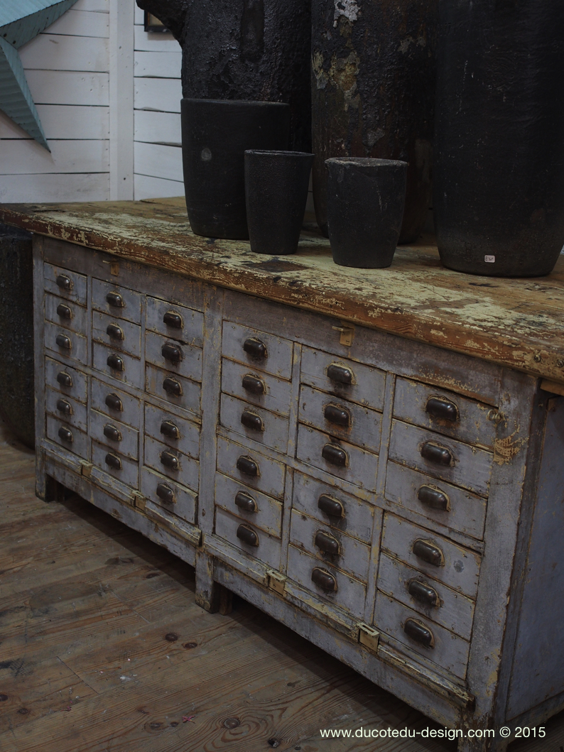 Meuble metier etabli industriel bois 36 tiroirs – Image 8