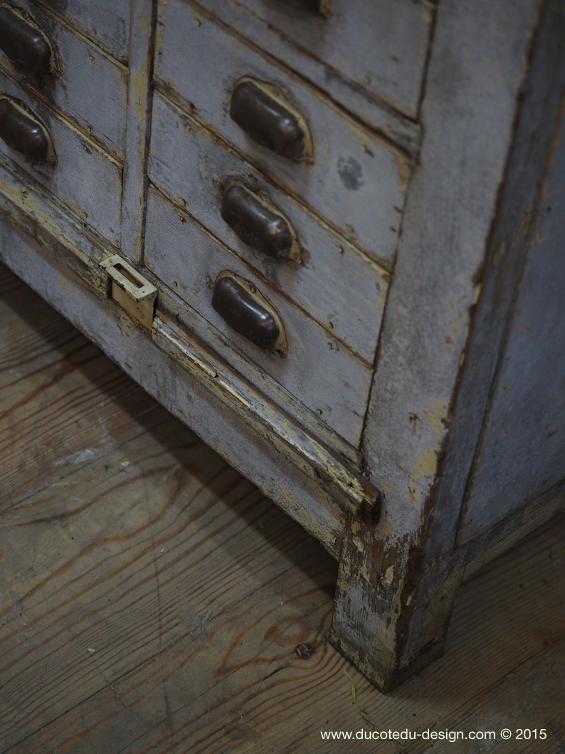 Meuble metier etabli industriel bois 36 tiroirs – Image 15