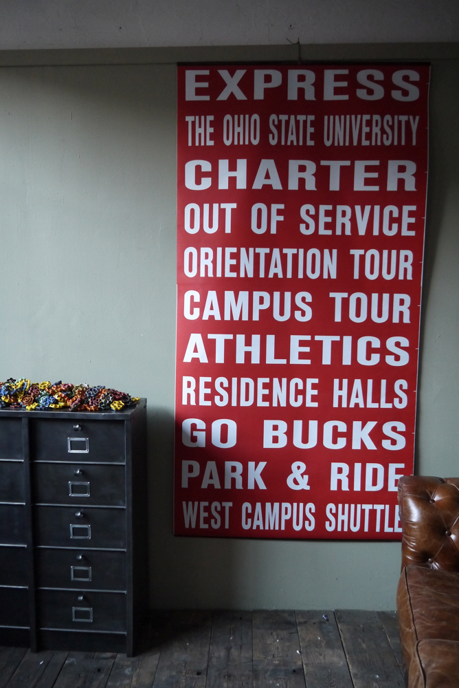 top deco ! tres grand kakemono rouge destination bus USA annees 60/70 – Image 2