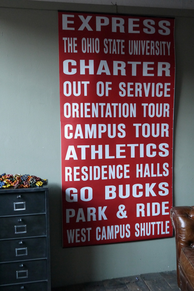 top deco ! tres grand kakemono rouge destination bus USA annees 60/70 – Image 3