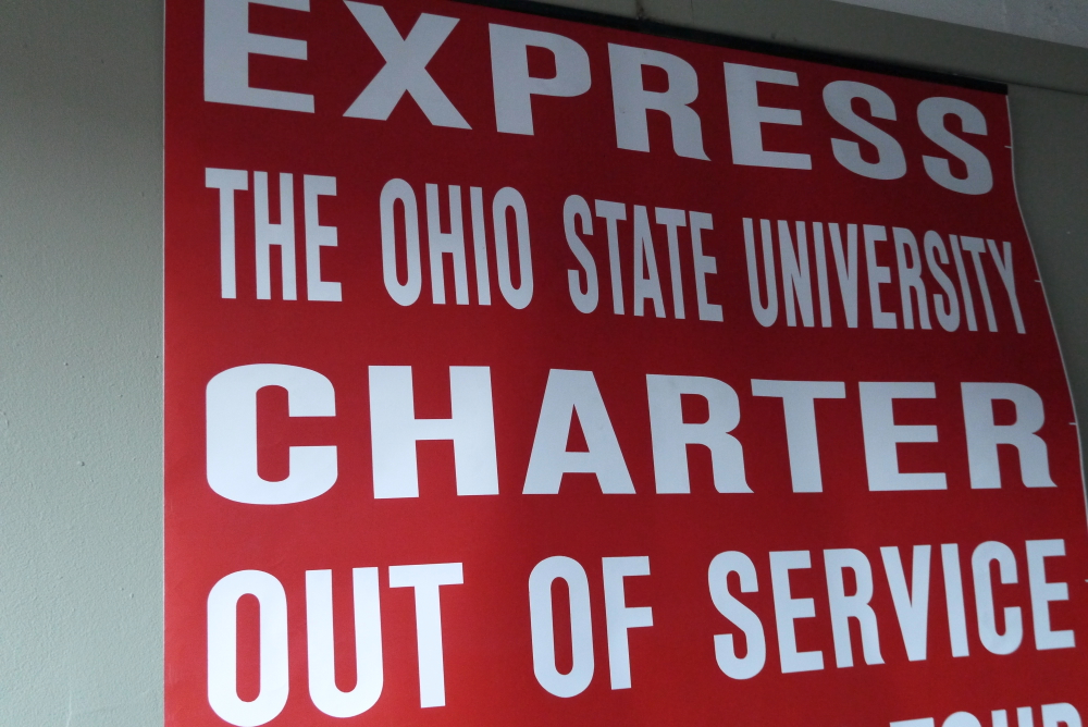 top deco ! tres grand kakemono rouge destination bus USA annees 60/70 – Image 7