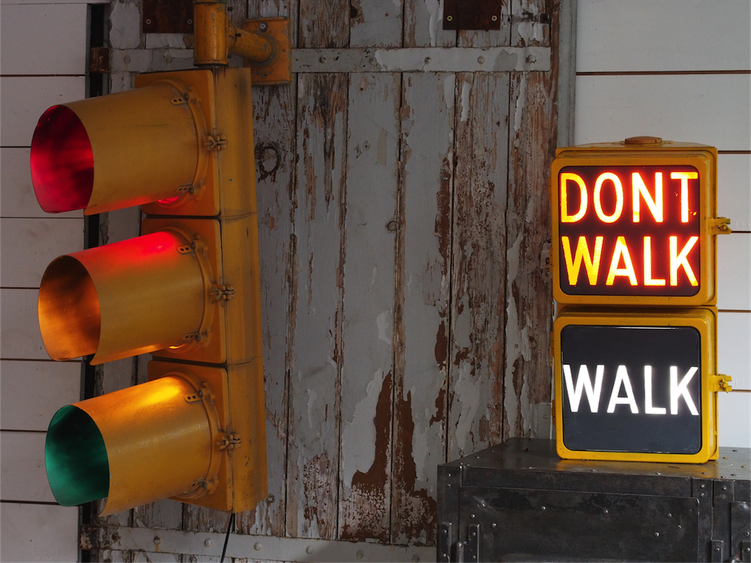 New York feu dont walk americain vintage USA jaune d'origine – Image 7