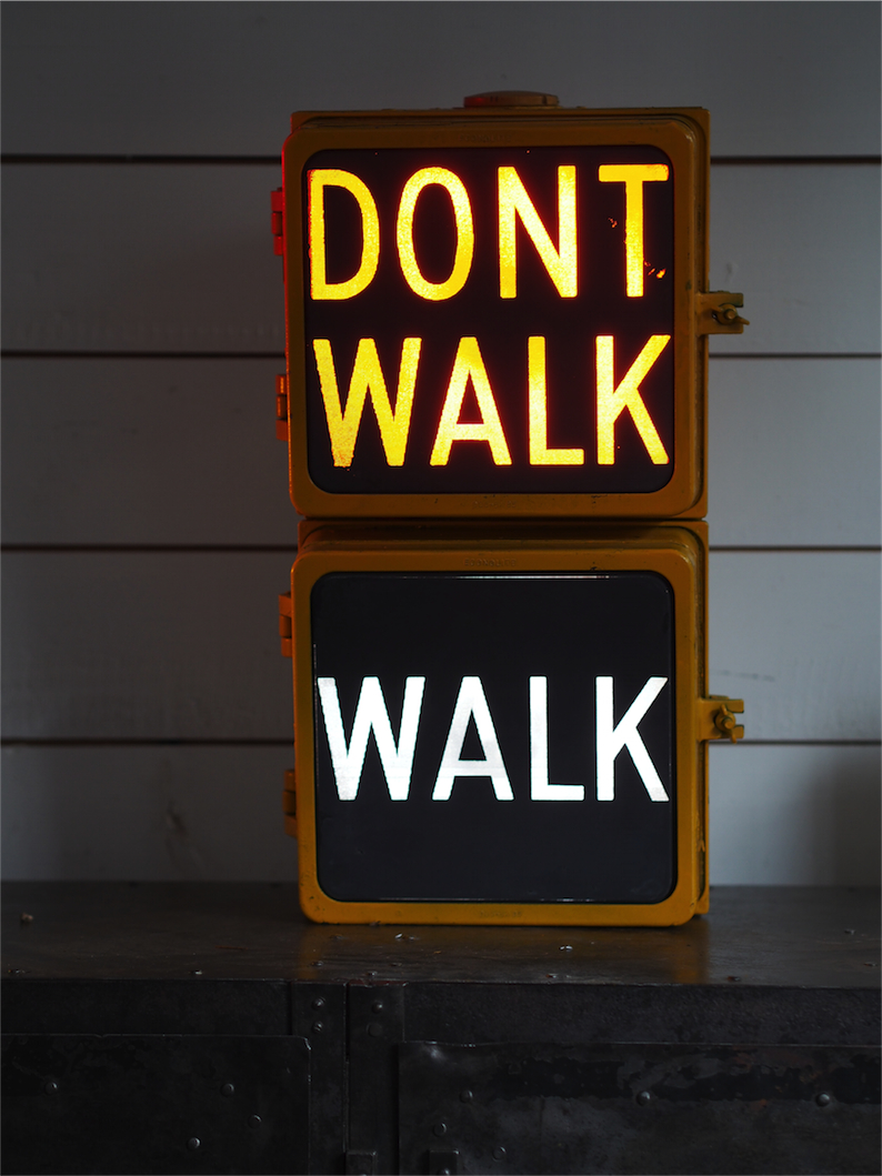 New York feu dont walk americain vintage USA jaune d'origine – Image 4