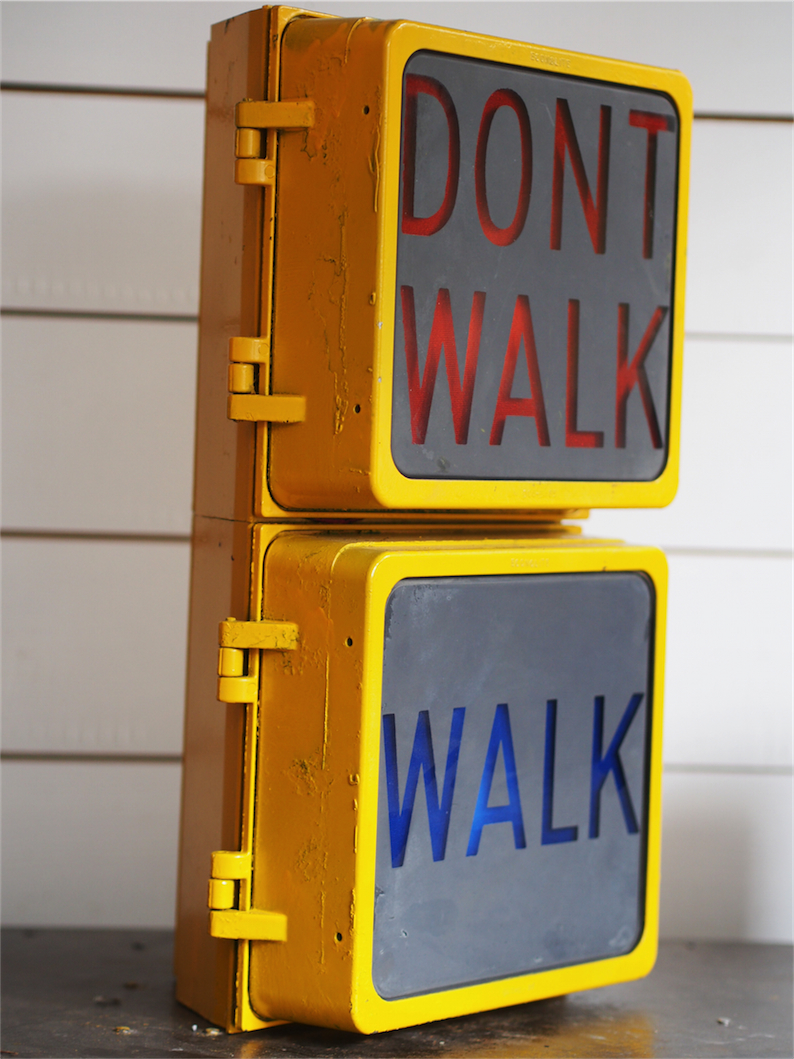 New York feu dont walk americain vintage USA jaune d'origine – Image 3