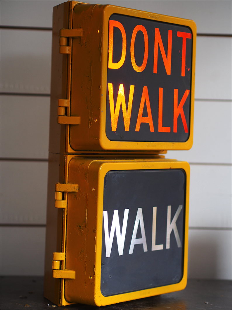 New York feu dont walk americain vintage USA jaune d'origine – Image 2