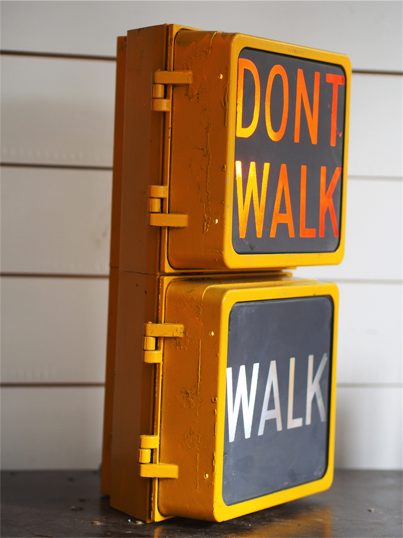 New York feu dont walk americain vintage USA jaune d'origine – Image 13