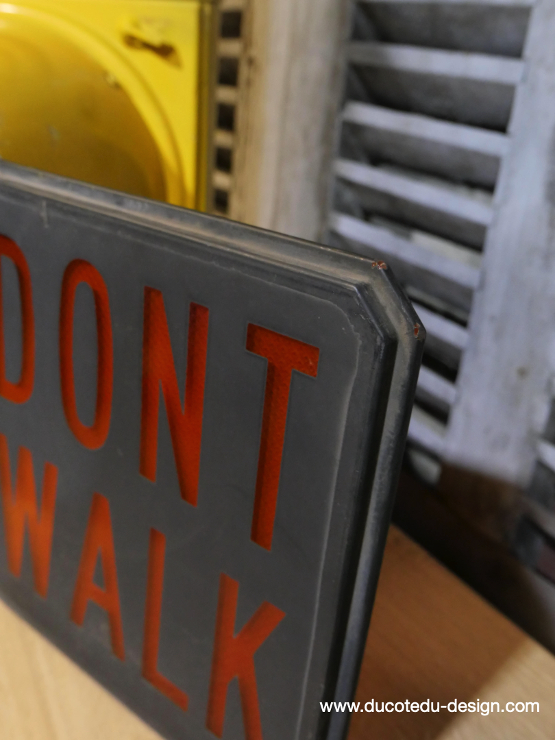 authentique plaque de feu en verre don't walk americain vintage USA / don t walk – Image 5