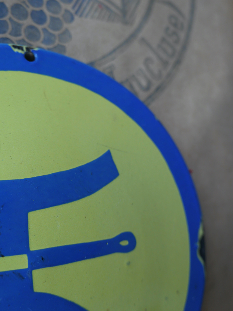 Plaque emaillee signalitique usine russe jaune harnais – Image 4