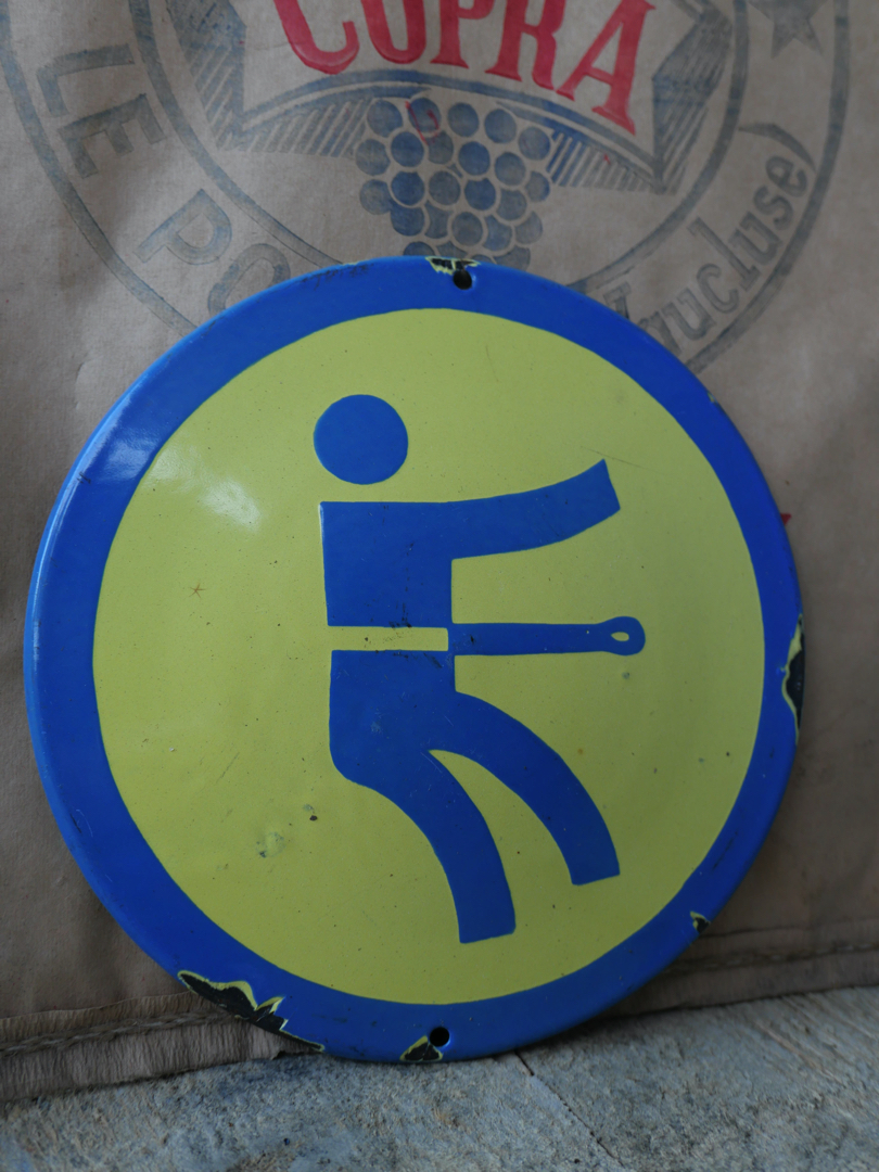 Plaque emaillee signalitique usine russe jaune harnais – Image 2