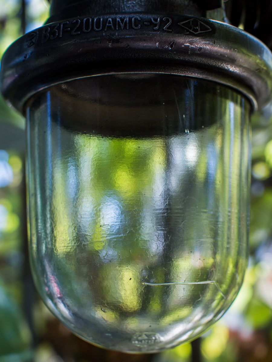 suspension metal et verre grande lampe ancienne industrielle – Image 6