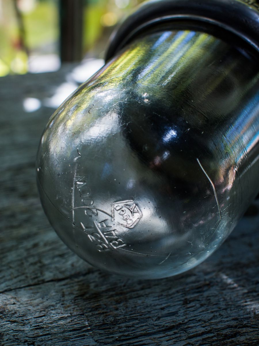 suspension metal et verre grande lampe ancienne industrielle – Image 11