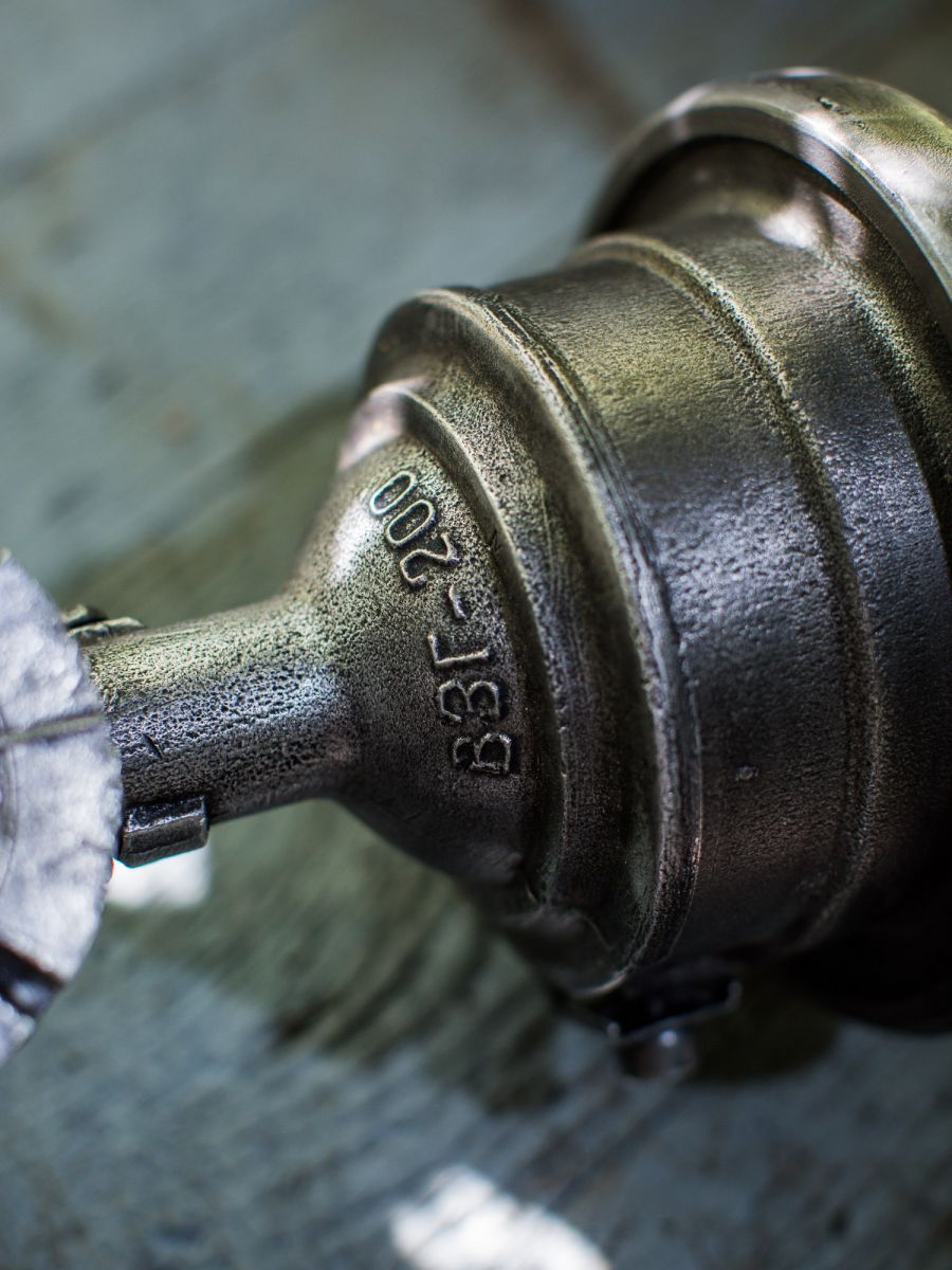 suspension metal et verre grande lampe ancienne industrielle – Image 7