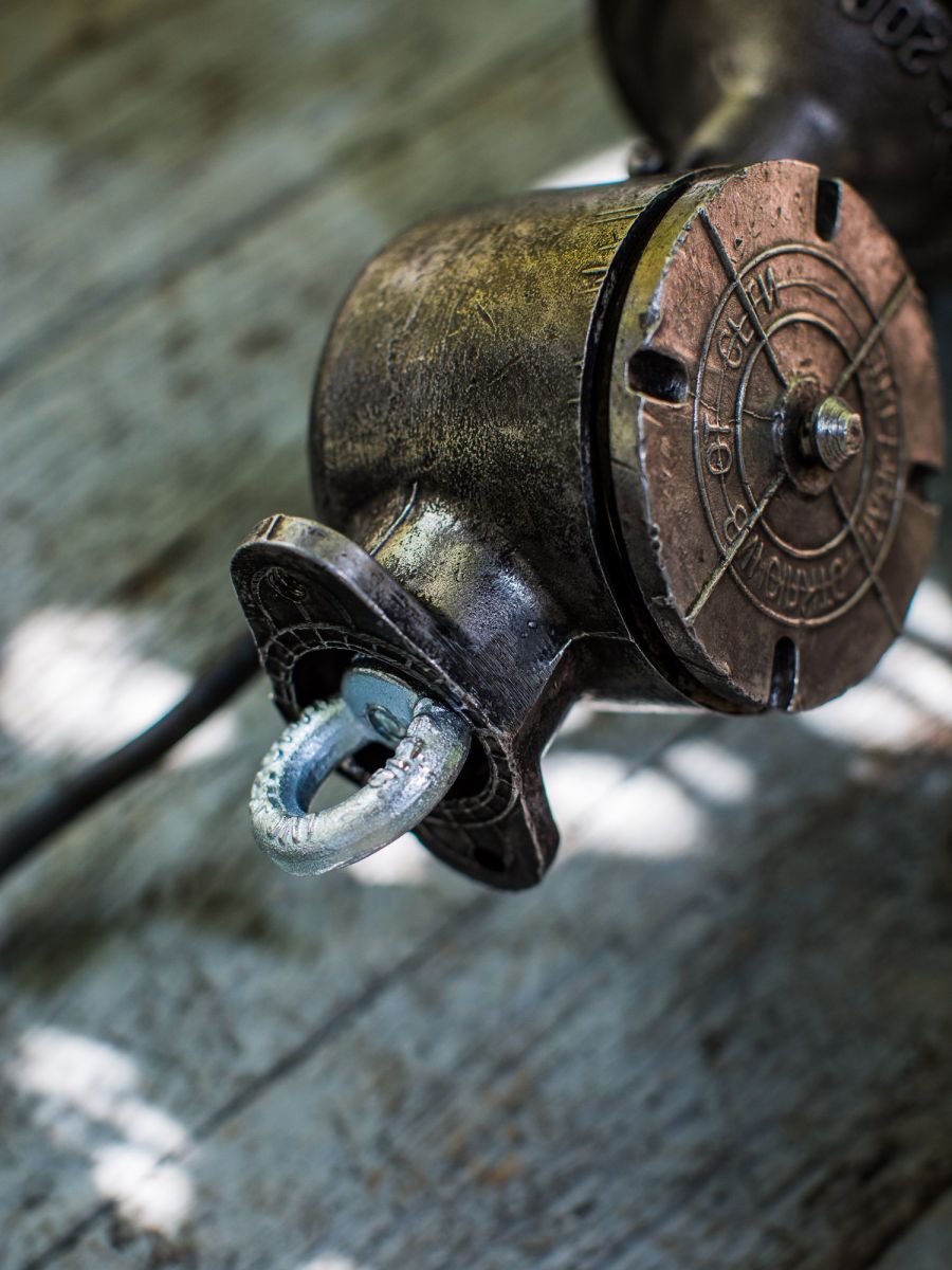 suspension metal et verre grande lampe ancienne industrielle – Image 9