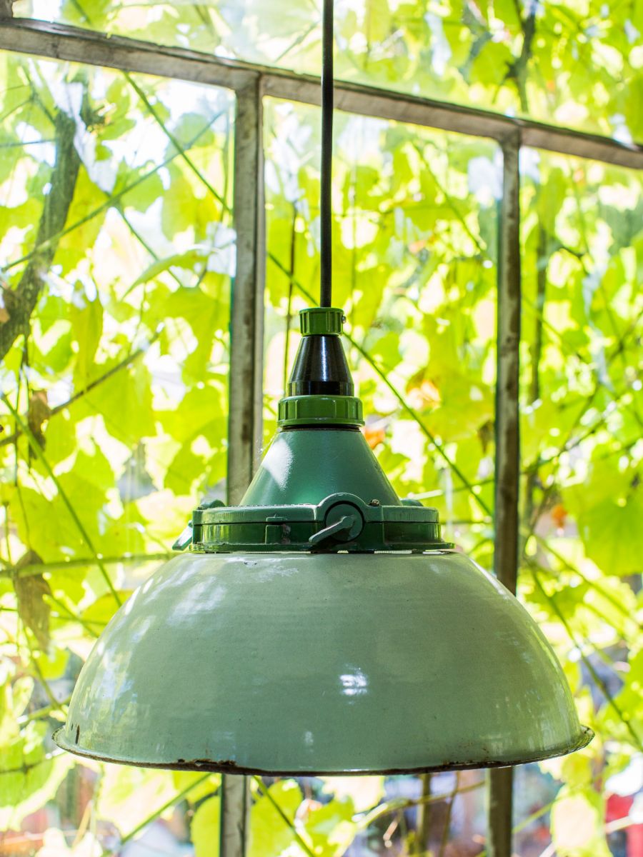 abat jour emaillee vert lampe industrielle globe verre – Image 4