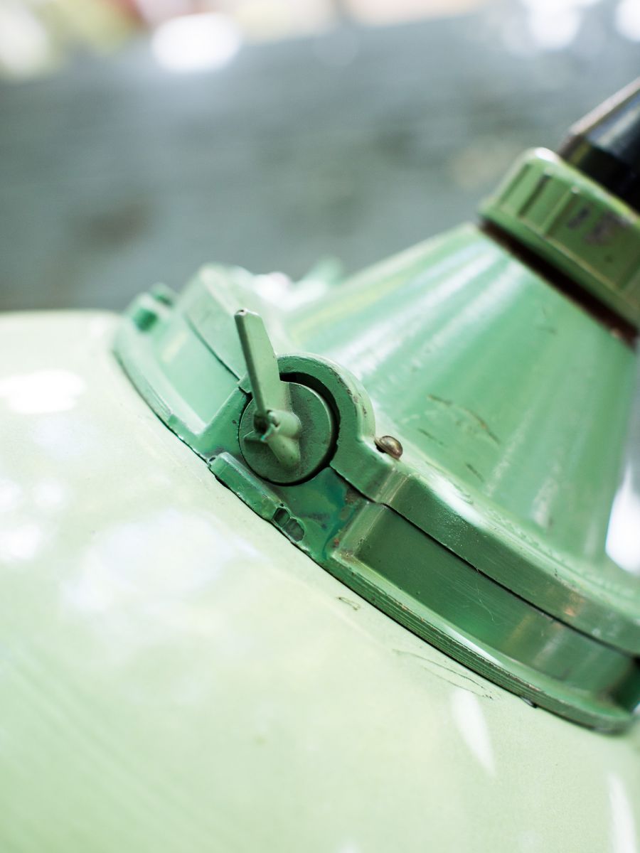 abat jour emaillee vert lampe industrielle globe verre – Image 8