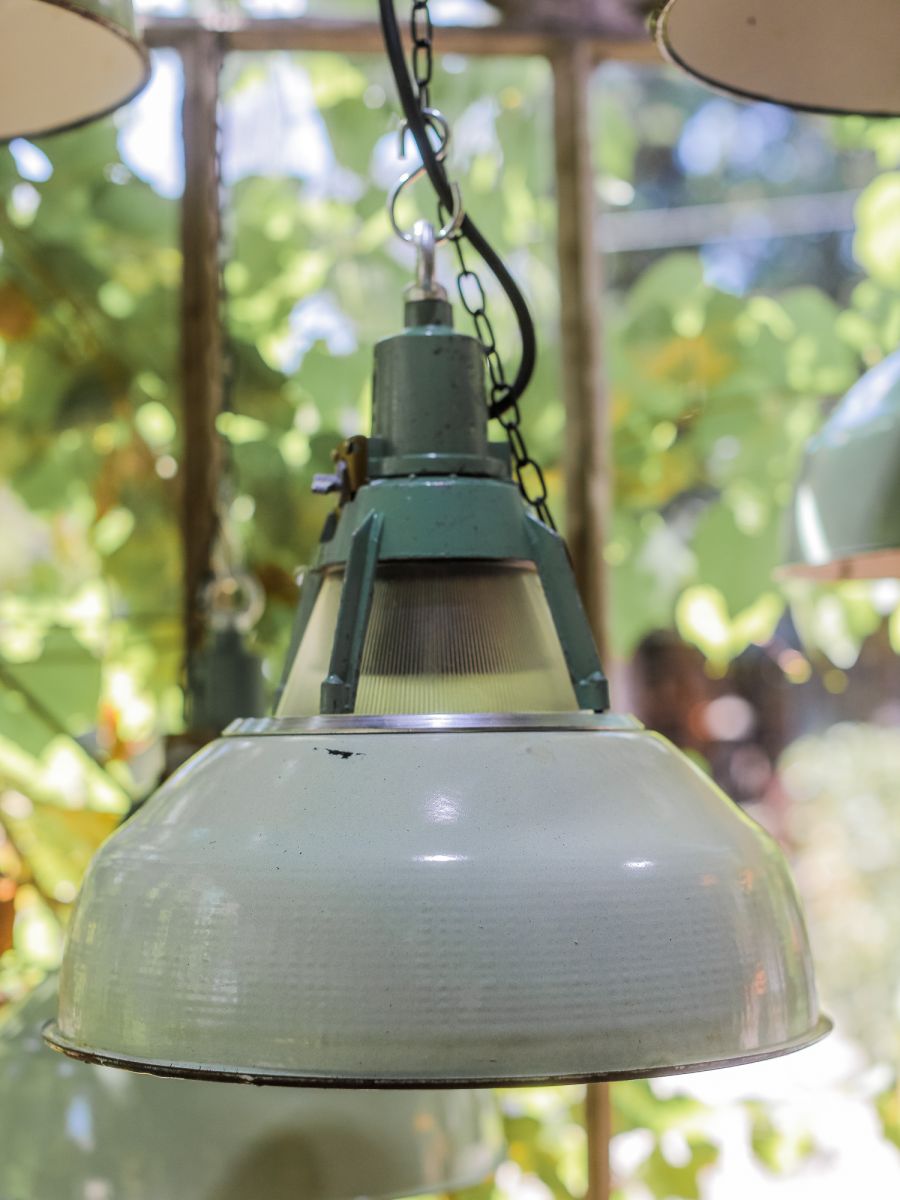 abat jour emaillee vert lampe industrielle holophane – Image 2