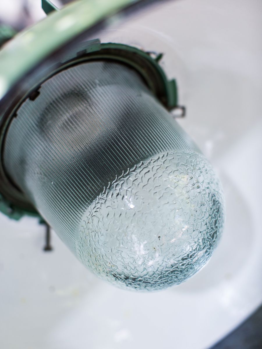 abat jour emaillee vert lampe industrielle globe verre – Image 8