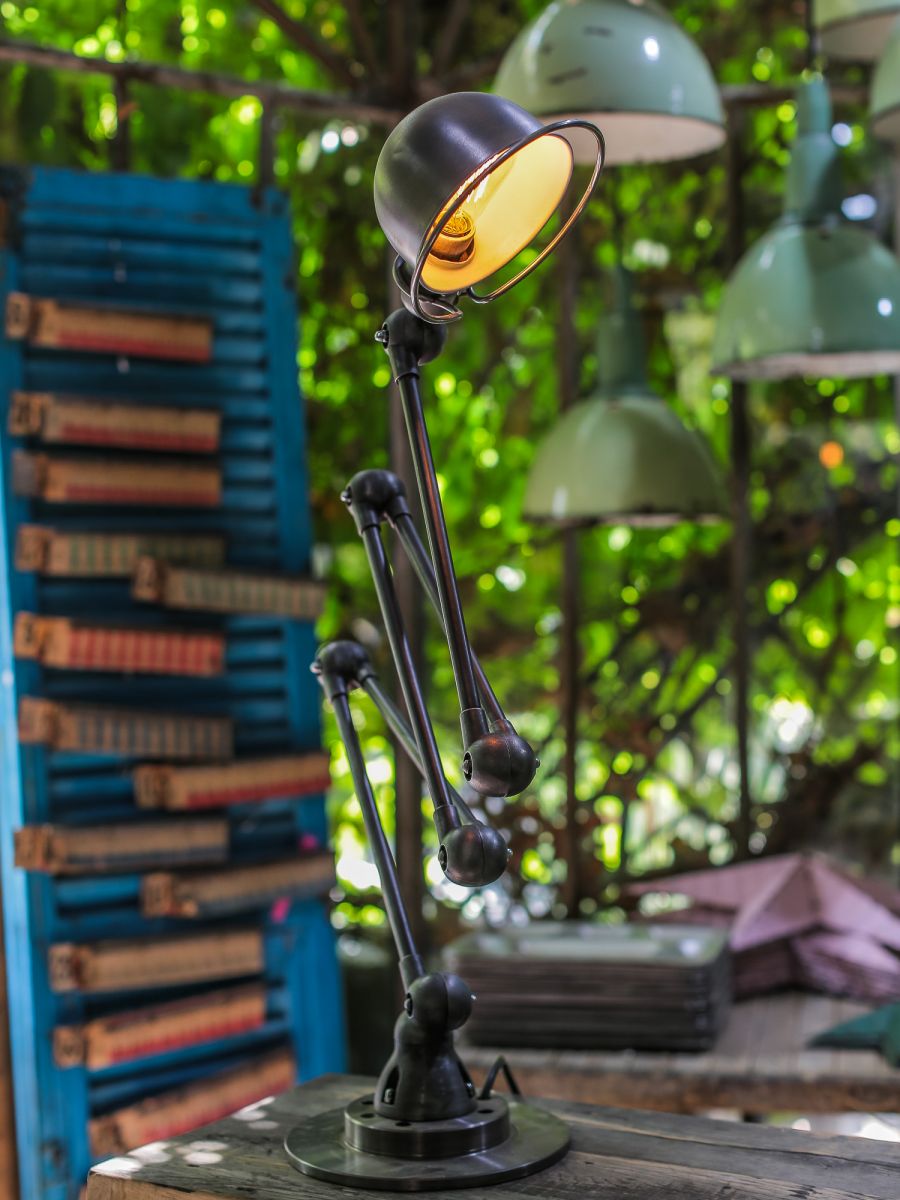 Lampe d atelier industrielle Jielde 5 bras polie graphite – Image 4