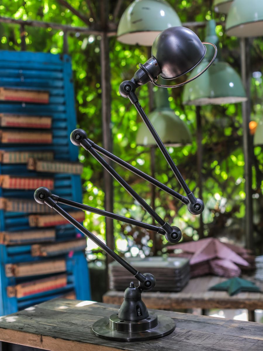 Lampe d atelier industrielle Jielde 5 bras polie graphite – Image 2